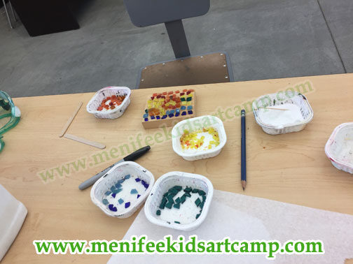 summer camp-  beginners mosaic workshop  for children in Menifee California