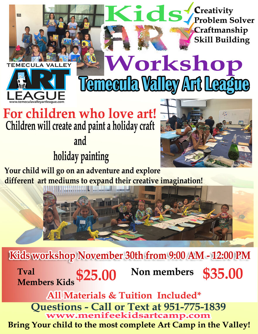 holiday art w craft workshop in Temecula California - Ines Miller art Instructor - Hosted by Temecula Valley Art League